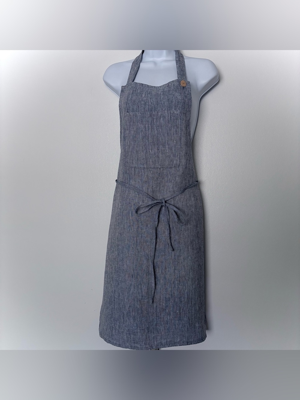 Handmade 100% Linen Apron Farmhouse Pottery one size pocket ties Indigo